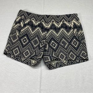J Crew Factory Basketweave Shorts Blue & Cream Size 8 100% Cotton Side Zip